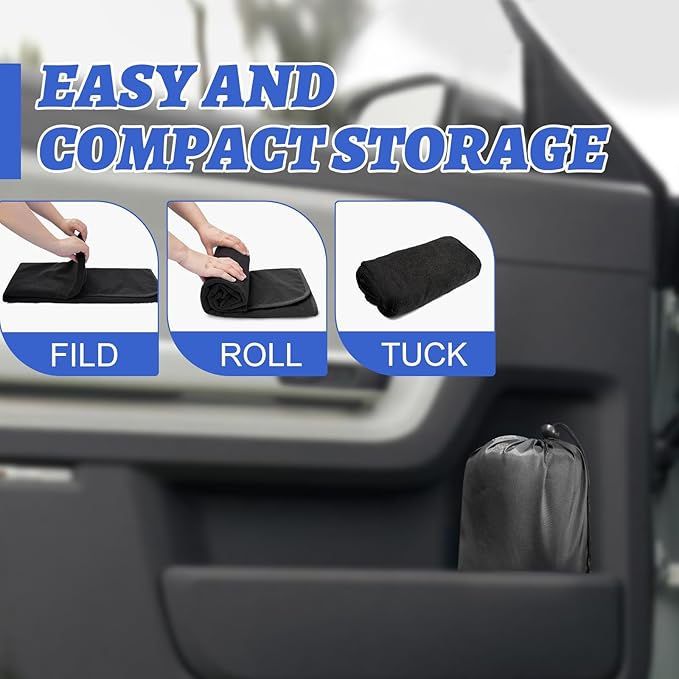 Car Front Seat Cover: Waterproof & sweatproof, fits all cars/SUVs/trucks. Ideal for gym, sports & beach. 3-layer non-slip, easy machine wash. Shields seats from stains & wetness. (Black, 2Pcs)