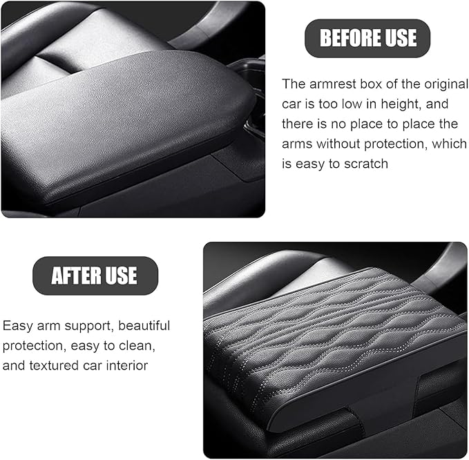 Car Center Console Cover for Ford Edge Sport 2011-2014, Universal Memory Foam Leather Comfortable Soft Armrest Box Pad Cushion Protector Accessories Easy to Clean,Brown