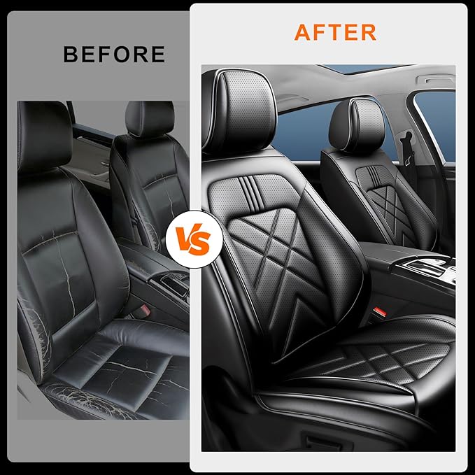 CX-3 Car Seat Covers Custom Fit for Mazda CX-3 2016-2021, Full Coverage Premium Leather Waterproof Breathable Seat Covers, Automotive Seat Protectors, Airbag Compatible(2 Front Seats, Black)