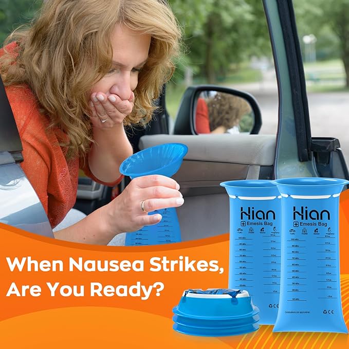 Hion Vomit Bags Disposable – 16 Pack 1000ml Emesis Bags – Leak Resistant, Medical Grade, Portable – Perfect for Motion, Car & Aircraft Sickness, Pregnant Women