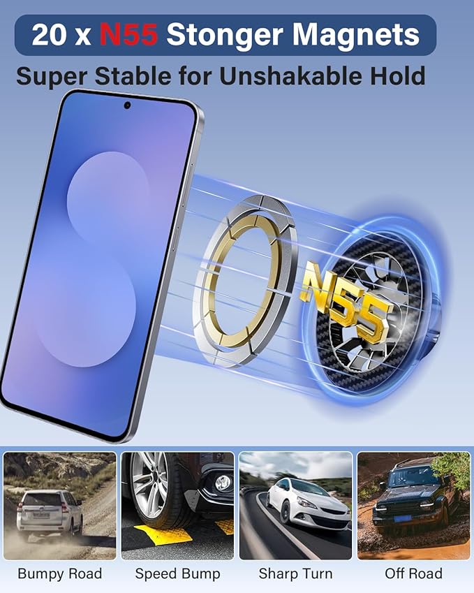 SKYLOTEC Car Phone Holder for BMW 5 Series i5 530i 540i xDrive eDrive40 M60 2024 2025 2026 Accessories Automobile Cradles Magnetic Phone Mount Compatible with MagSafe, Strong Magnets Cell Phone Base