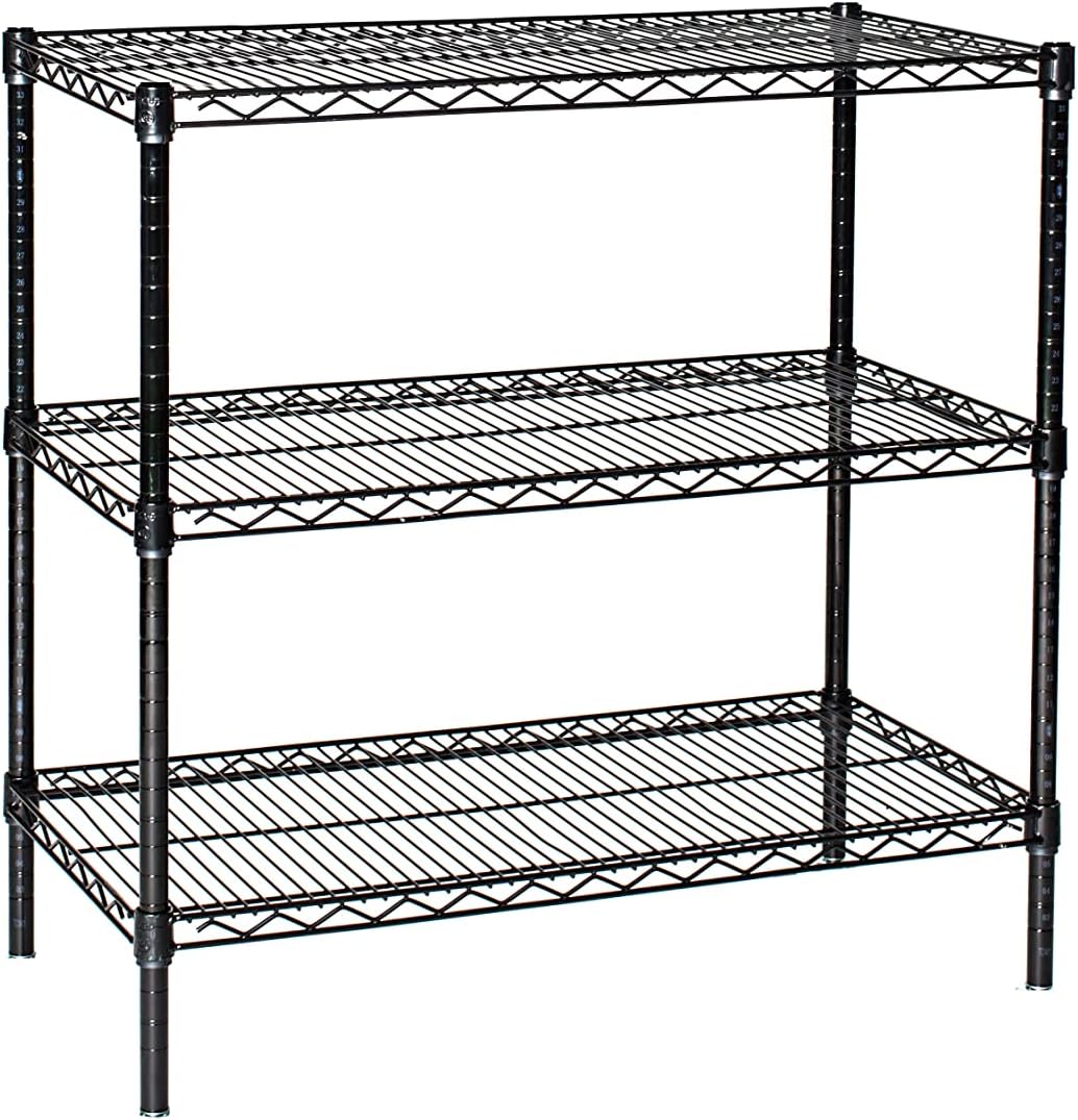 Omega 21" Deep x 30" Wide x 36" High 3 Tier Black Starter Shelving Unit