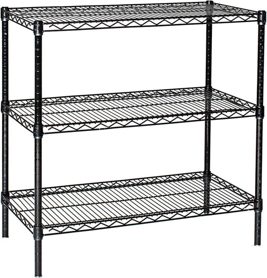 Omega 14" Deep x 60" Wide x 36" High 3 Tier Black Starter Shelving Unit