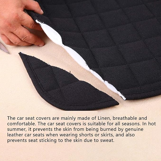 Suninbox Linen Back Car Seat Covers,Rear Car Seat Covers,Cloth Bottom Car Back Seat Cushion,Automotive Seat Protector Breathable Ventilated Gray