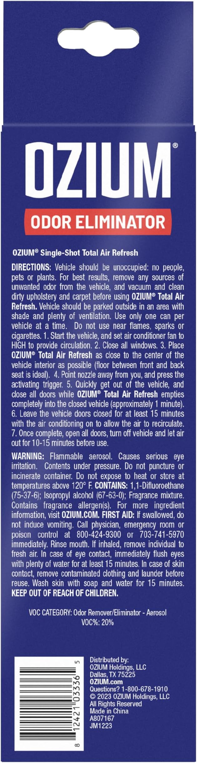 Ozium Air Freshener, Anywhere Odor Eliminator ™, 2oz Single Shot Total Air Refresh & Car Air Freshener - Wild Cherry - 4 Pack