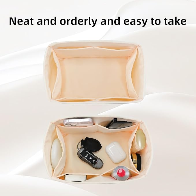 DGAZ Silk Purse Organizer Insert Fits LV Speedy 16/20/25/30/35/45 bags，Silky Smooth Bag Organizer，Luxury Handbag & Tote Shaper（Craie，SP45）