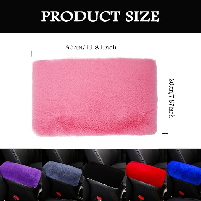 Fluffy Furry Armrest Cover for Car, Auto Center Console Cover Pad Car Soft Console Pad Wool Fur Armrest Seat Box Cover Protector Universal Fit for Most Vehicle, SUV (Gray)