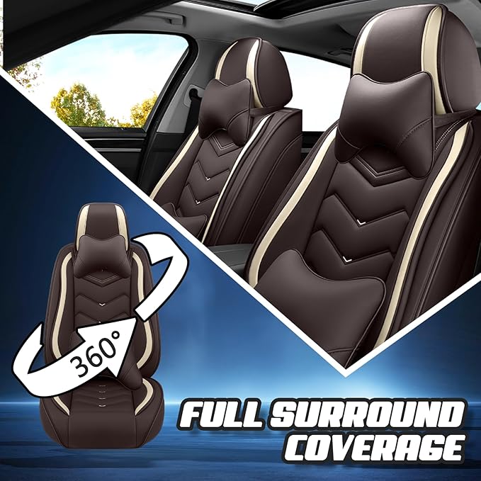 Car Seat Covers for Mercedes-Benz S-Class 2005-2025, Premium Nappa Leather Car Seat Cover, Stylish Sport Seat Covers， Automobile Seat Cover Sets.(Luxury 5 Seats/Coffee Color)