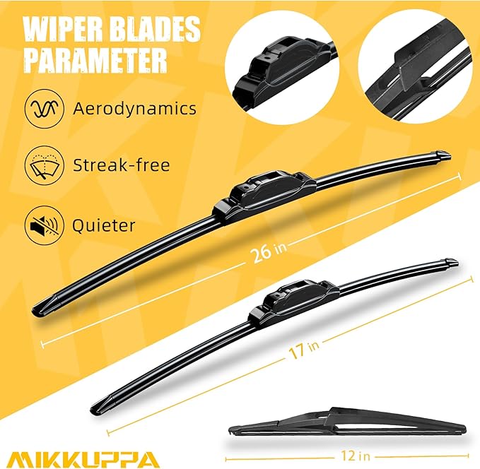 MIKKUPPA 26"+17"+12" Windshield Wiper Blades Replacement for 2013-2021 Nissan Pathfinder, Front & Rear Wiper Blades, Durable Stable Quiet All Season Wiper Blades Set (Pack of 3)