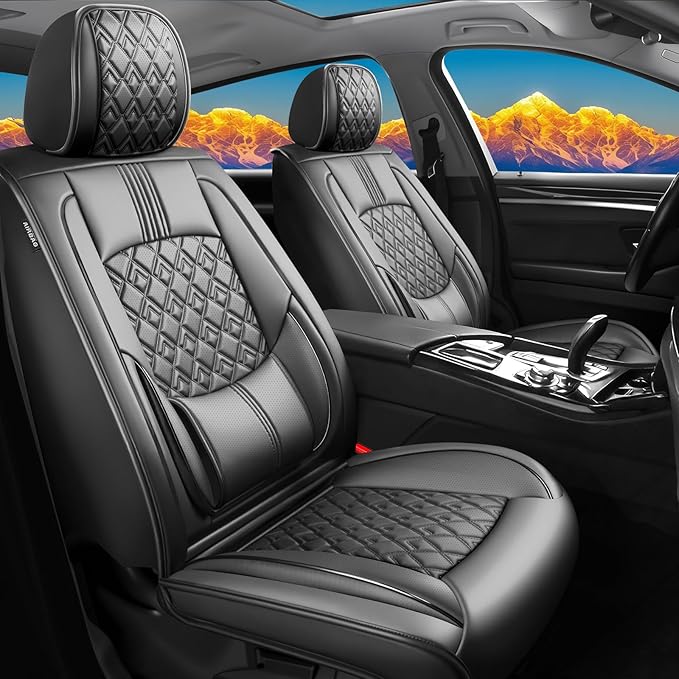 Fit Venza Car Seat Covers for Toyota Venza 2009-2024 2025 2026 - Upgraded Premium Waterproof & Breathable Leather, Airbag Compatible, All-Weather Seat Cushion Protector (Full Set, Black)