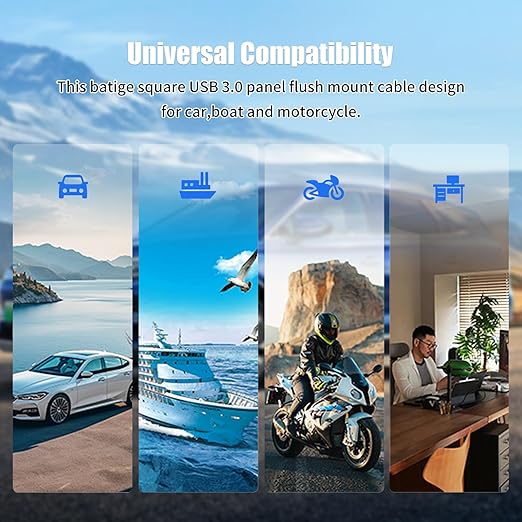 Dual Port USB A 2.0 Male to USB C 2.0 Female Extension Cable,Flush Mount Waterproof Panel Cable for Car,Truck,Boat,Motorcycle Dashboard 3.3ft