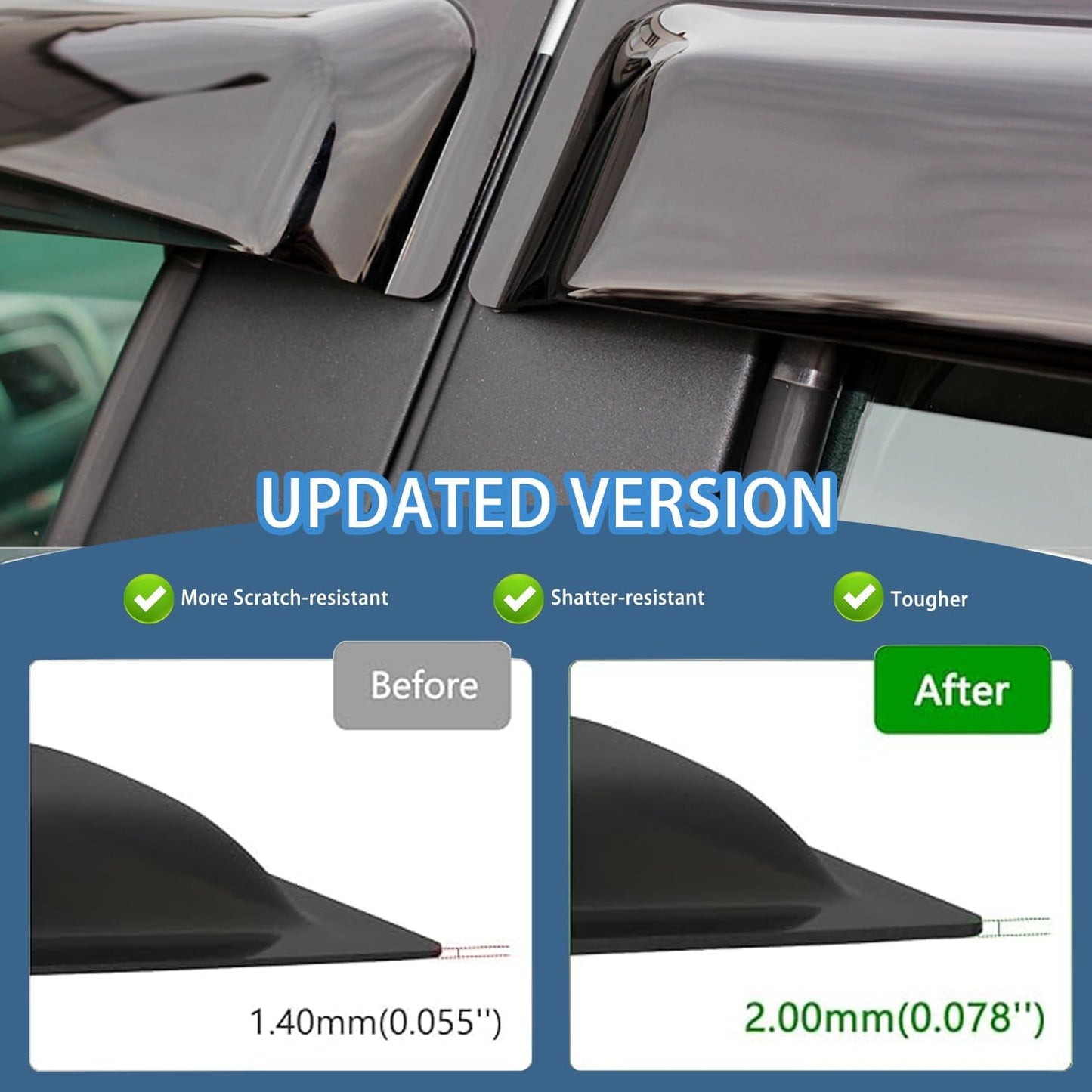 4PCS Rain Guards Window Visors Wind Deflector Fits for 1996-2000 Honda Civic 4-Door Sedan, Front & Rear Outside Mount Vent Shade Shield, 1996 1997 1998 1999 2000