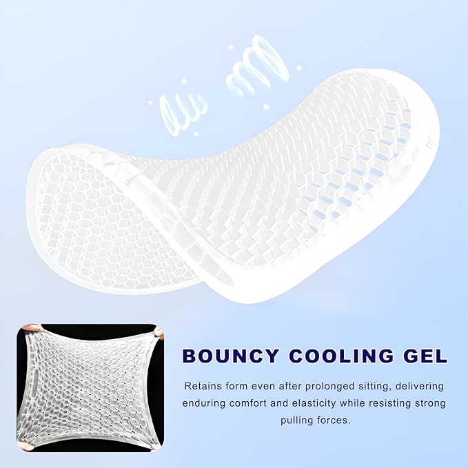 Gel Car Seat Cushion, Non-Slip Breathable Automotive Front Seat Bottom Cushion Pad, Comfortable & Cooling Seats Cover Interior Mat for Sedans SUVs Trucks, Car Accessories (Blue)