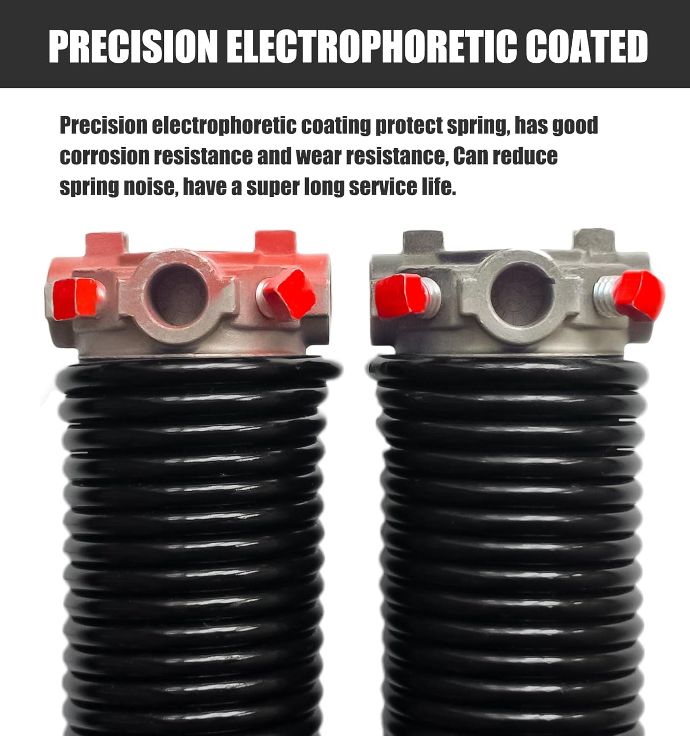 Garage Door Torsion Spring Set, Pair of 2" Electrophoresis Coated Garage Door Spring Replacement with 2 Non-Slip Winding Bars and Bearing, Minimum 16000 Cycles (.225x2x28")
