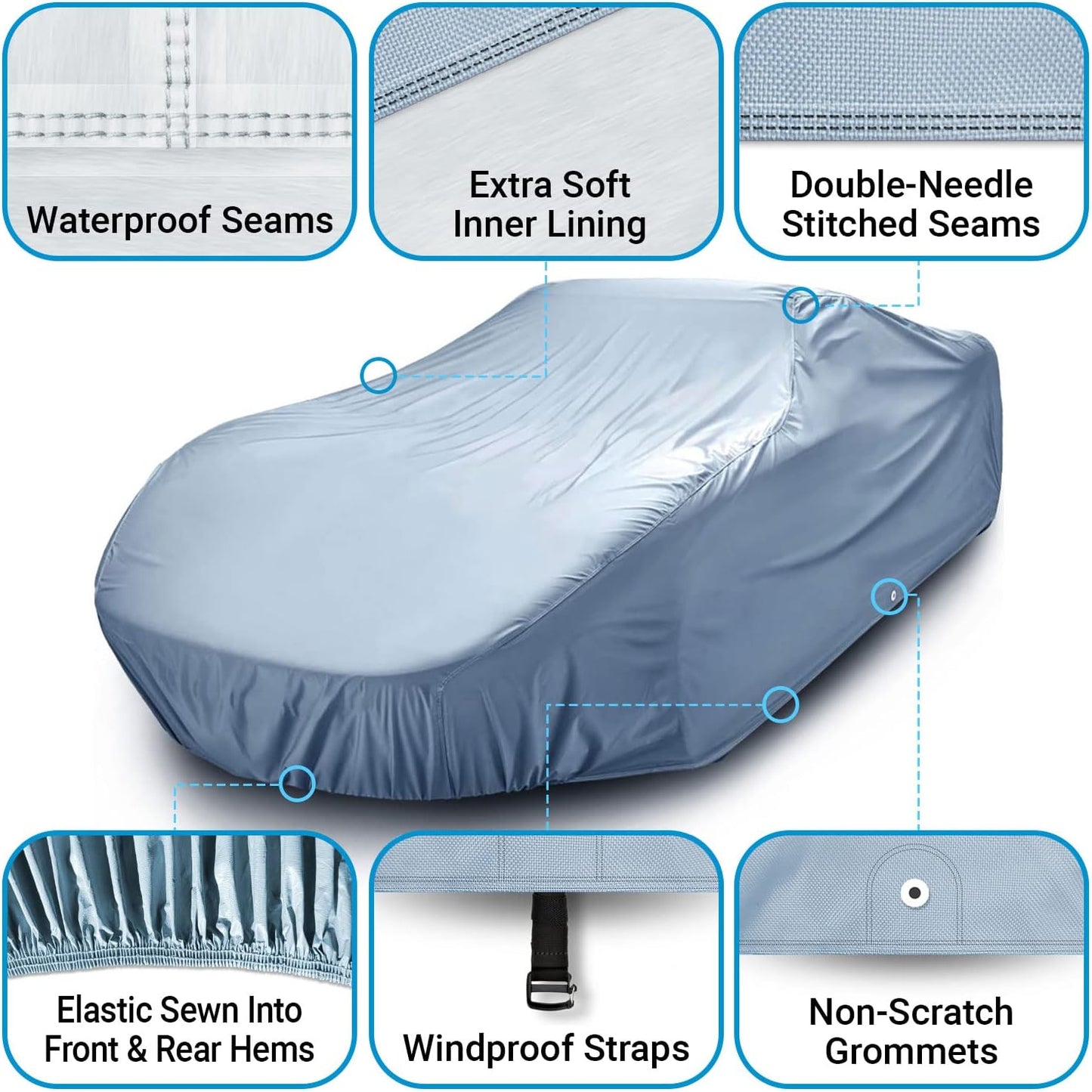 iCarCover Premium Car Cover for 1961-1962 Chevy Corvair Station Wagon Heavy Duty Waterproof All Weather Automobiles Custom Fit Indoor Outdoor UV Snow Protection Covers with Straps and Bag