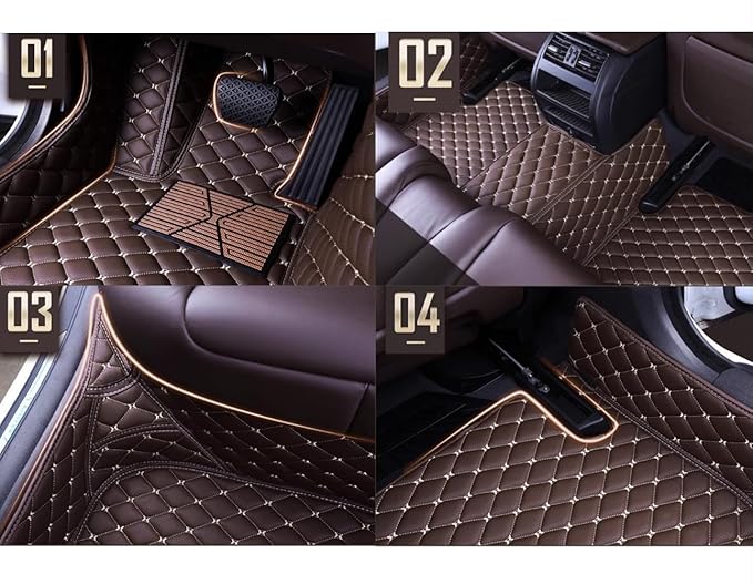 Custom Personalized Floor Mats for Cars，Luxury Full Coverage All Weather Car Floor Mats，Anti-Slip Leather Car Mat Set ，Custom Floor Mats for 99% of Cars, Trucks & SUVs (Streak Black red)