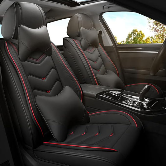 Car Seat Covers for Mitsubishi Outlander 2003-2026, Premium Nappa Leather Car Seat Cover, Stylish Sport Seat Covers， Automobile Seat Cover Sets.(Luxury 2 Seats/Black)