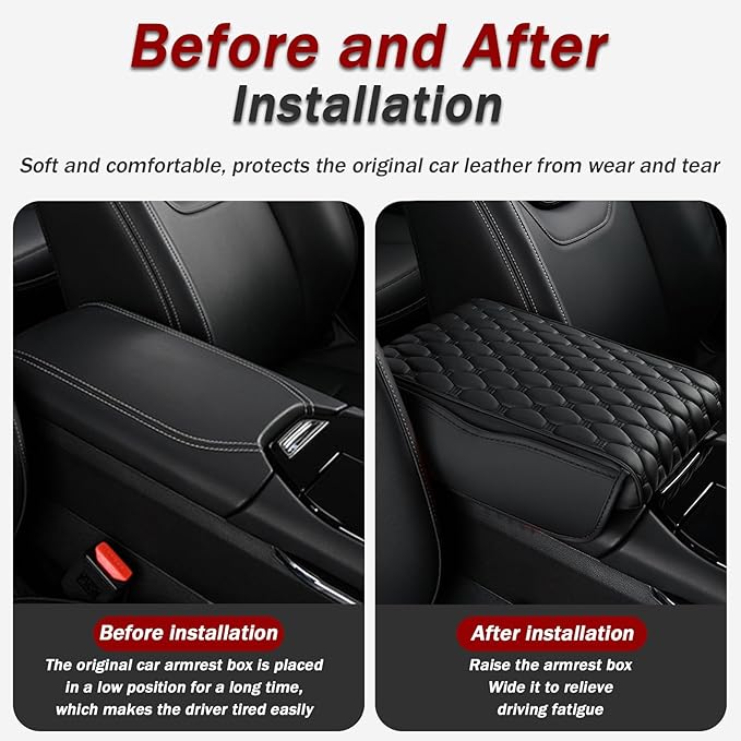 Car Center Console Cover for Volvo S40/S60/S70/S80/S90 234 964 P24 Y20 R TS AS Sedan, Thick Armrest Cushion Pad with Side Storage Pockets, Center Console Protector, Arm Rest Cover