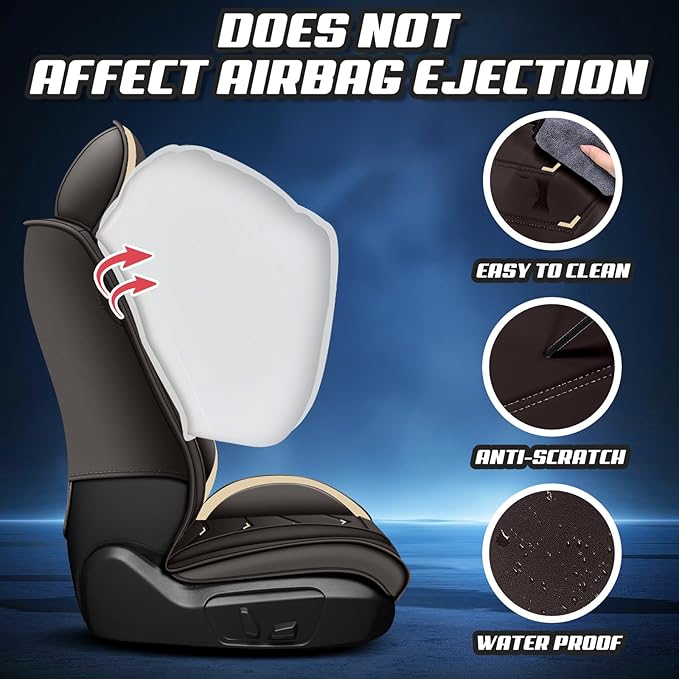 Car Seat Covers for Mitsubishi Outlander 2003-2025, Premium Nappa Leather Car Seat Cover, Stylish Sport Seat Covers， Automobile Seat Cover Sets.(Luxury 5 Seats/Coffee Color)