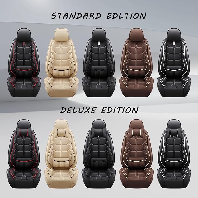 Leather Car Seat Covers Fit for Toyota Corolla Hybrid 2020-2024, 5 Seater Car Seat Cover, Premium Waterproof, Scratch Resistant Car Interior Accessories (Full Set Black White)