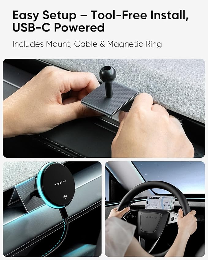 Car Mount Charger, 15W MagSafe Wireless Car Charger & Phone Holder for Tesla Model 3 2024+(Highland)- Strongest Magnetic Fast Charging Accessories Slideable Air Vent Mount with Silicone Pads