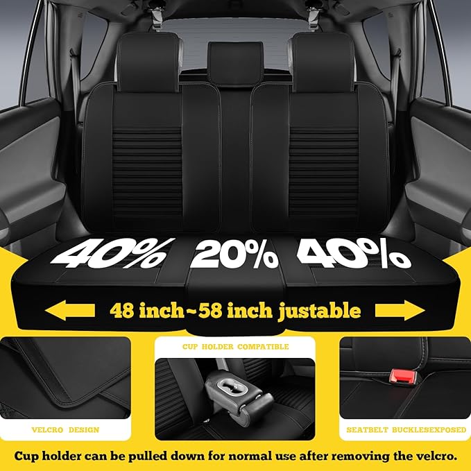 LINGVIDO Full Set Car Seat Covers, Faux Nappa Leather, Airbag Compatible and Waterproof Protectors for Sedans SUVs, Breathable Interior for Active Families, Pets, and Commuters (5 Seats, Black/Gray)