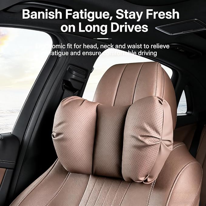 Car Neck Pillow & Lumbar Support for Suzuki Ertiga / XL7 2019-2026 Ergonomic Breathable Mesh Auto Seat Back Cushion Headrest,Black-Neck & Lumbar Set