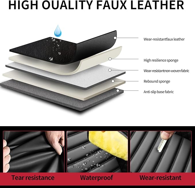 Fit Yaris Car Seat Covers for Toyota Yaris 2008-2018 2019 2020-Upgraded Premium Waterproof & Breathable Leather, Airbag Compatible, All-Weather Seat Cushion Protector (Full Set, Black)