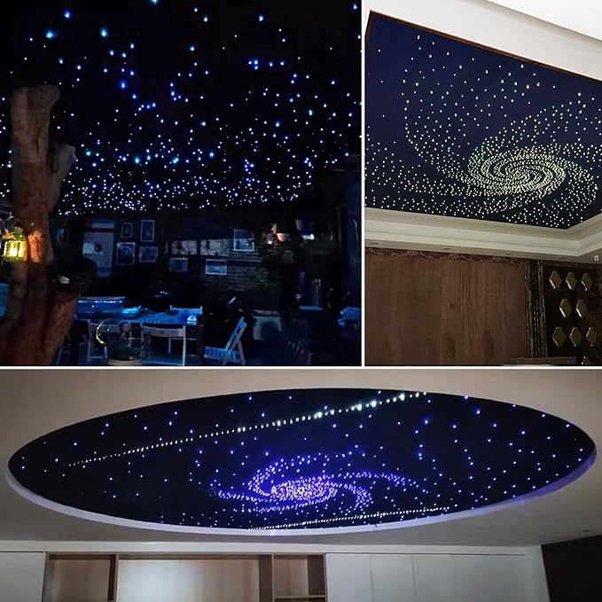 Starlight Headliner Kit, 16W RGBW Dual Head Twinkle & Music Effect, 900pcs (0.03+0.04+0.06in) 9.8ft, Fiber Optic Lights Kit Star Lights for Car Ceiling Home, APP & Remote