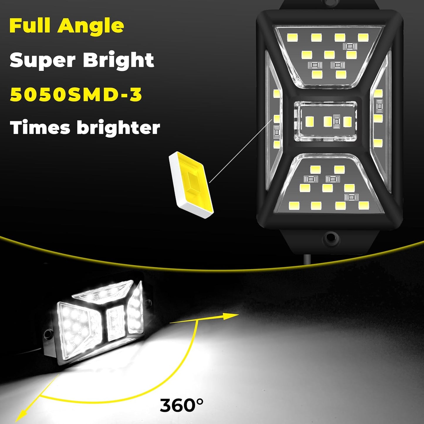 20 Pods 540 LEDs White Rock Lights with 11yd/10M Extension Wire, 6000K Super Bright Underglow Light, Waterproof IP67, 360° Full Angle Illuminate Rock Lights for Trucks Jeep UTV ATV SUV Boats