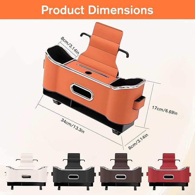 Multifunctional Car Seat Back Storage Box, Universal Car Seat Organizer, Car Seat Tissue Box and Organizer, Car Seat Paper Towel Organizer， Car Organizer with 2 Drink Cup Holders (Orange)