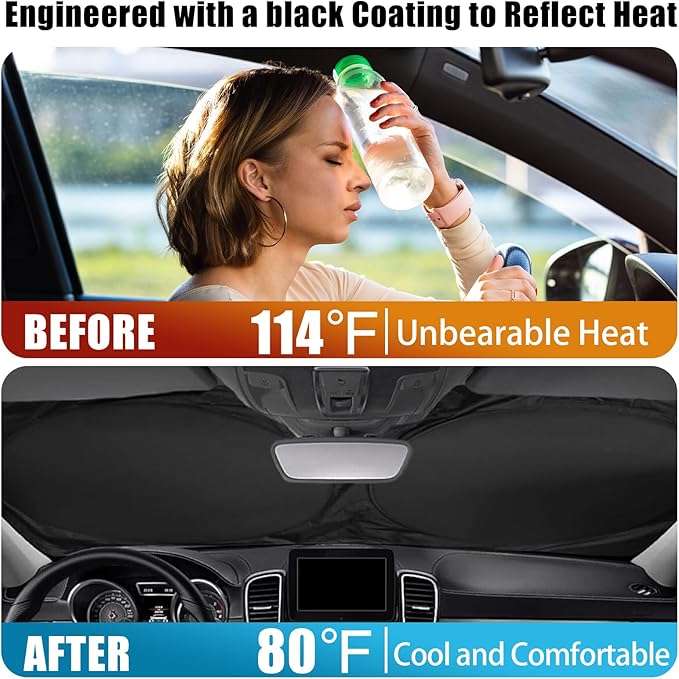 Big Fish Car Windshield Sun Shade Foldable Sunshade Front Window Cover Sun Visor Protector Accessories (59x27.5 inches)