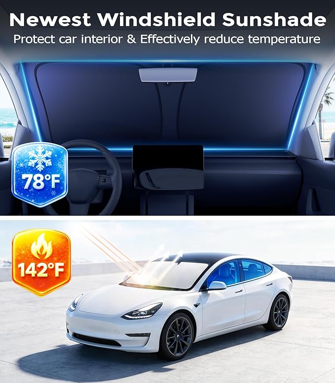 DMJN Windshield Sun Shade for Honda CRV (2023-2026), Car Sunshade for Front Windshield [100% Efficient Block UV & Scorching Sun] UPF50+ Heat Block - Protect Interior & Keep Cooler