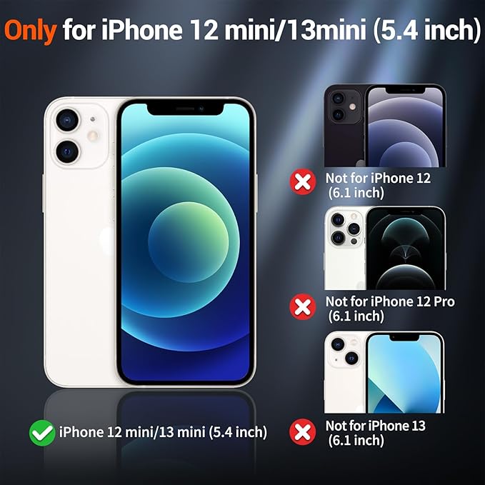 SUPFINE Magnetic for iPhone 12 Mini Case & iPhone 13 Mini Case (Compatible with MagSafe) (Military Grade Drop Protection) Slim Translucent Matte Shockproof Phone Cover,Black
