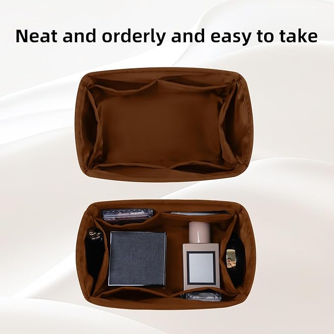 DGAZ Silk Purse Organizer Insert Fits LV Speedy 16/20/25/30/35/45 bags，Silky Smooth Bag Organizer，Luxury Handbag & Tote Shaper（Gold，SP35）
