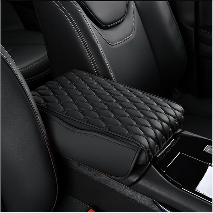 Car Center Console Cover for VW Jetta VI 2011-2013 2014 2015 2016 2017 2018, Thick Armrest Cushion Pad with Side Storage Pockets, Center Console Protector, Arm Rest Cover for Cars, SUVs & Trucks