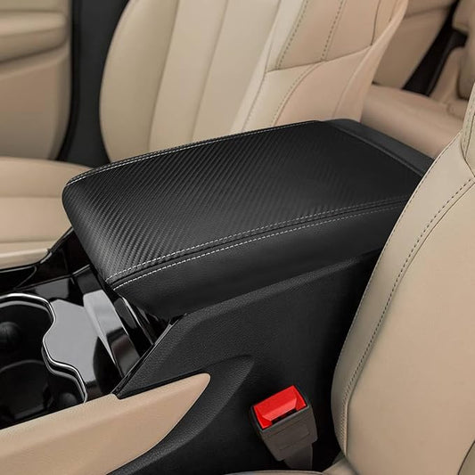 INTGET Center Console Cover for 2026 Jeep Grand Cherokee 2022 2023 2024 2025/Grand Cherokee L Accessories 2021-2026 Car Armrest Arm Rest Box Dog Seat Cover Console Lid Protector(Carbon Fiber Texture)