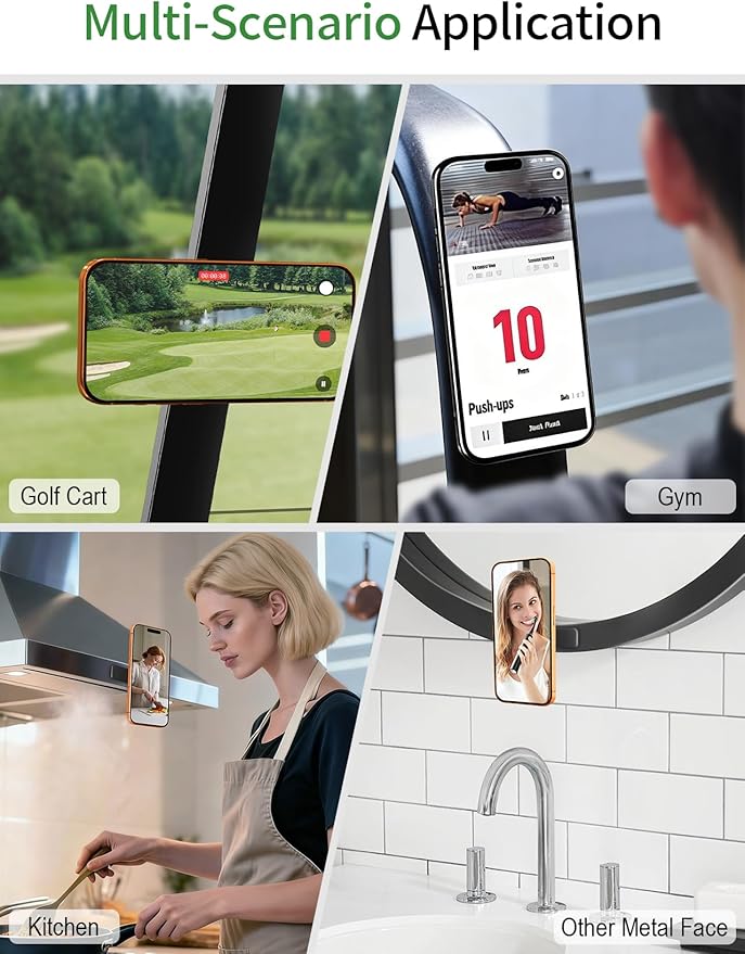GBEAST Magnetic Golf Cart Phone Holder Compatible with MagSafe for iPhone 12-17 Series,360° Rotation Golf Accessories for Men Women,N52 Magnets Phone Mount for EZGO/Club Car/Yamaha, Ideal Golf Gifts