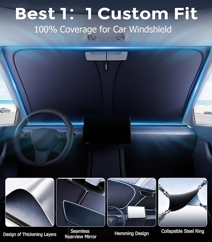 DMJN Windshield Sun Shade for Toyota Corolla (2020-2026), Car Sunshade for Front Windshield [100% Efficient Block UV & Scorching Sun] UPF50+ Heat Block - Protect Interior & Keep Cooler