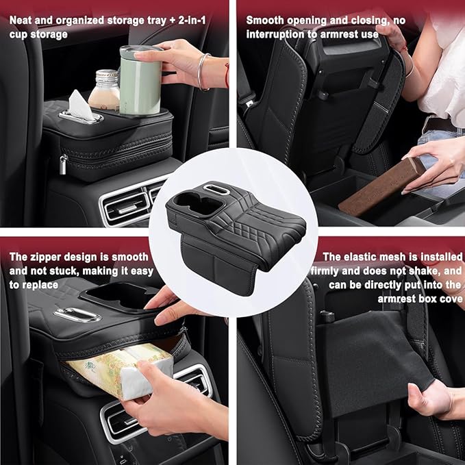 Car Armrest Cover for BMW M440i 2020 2021 2022 2023 2024 2025 2026, Center Console Cover Mat Armrest Seat Box Cover Cushion Console Pad Interior Accessories,D