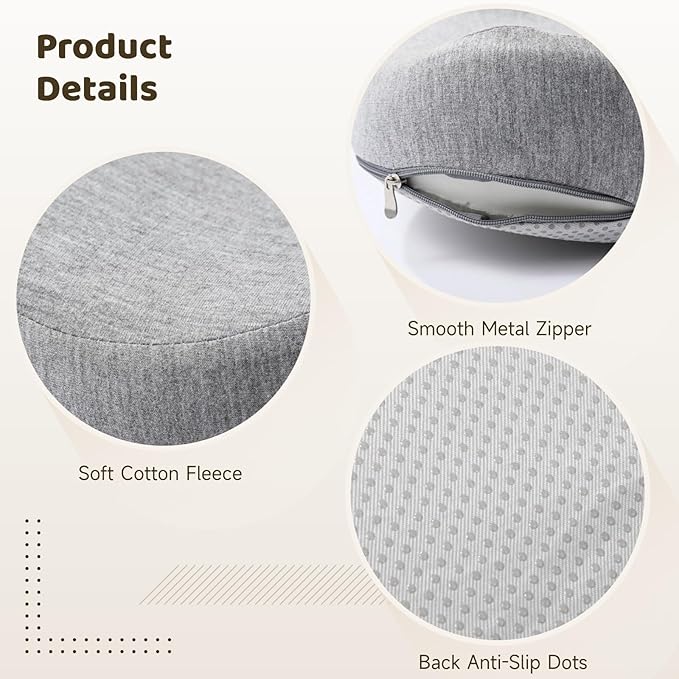 Gray Car Seat Cushion, Ergonomic Memory Foam, Lumbar Support, Non-Slip, 15.7 X 16.9 X 11.4 in, Breathable for Car and Office