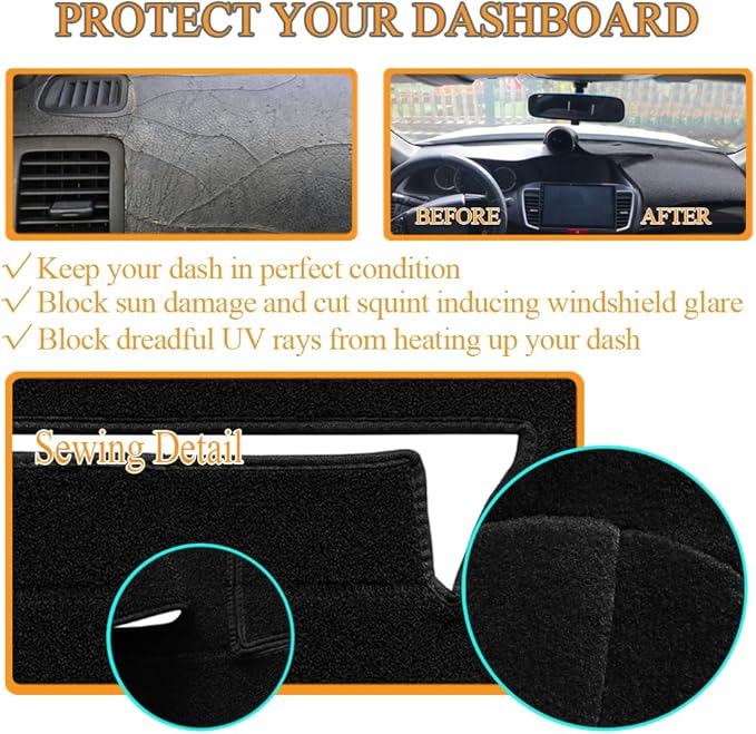 Dash Cover Mat Custom Fit for Buick Lesabre Without Head Up Display Dashboard Pad Cap Carpet Protector K270 (Black)