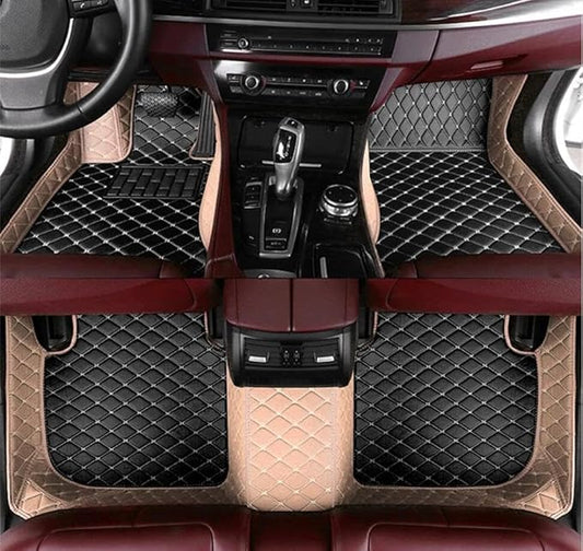 Custome Car Mats Accessories All Weather Floor mats Compatible with Automotive Floor Mats Passenger car mats (Beige Black)
