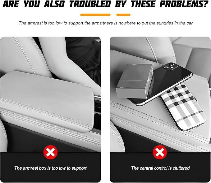 Zpana Car Center Console Armrest Pillow, Memory Foam Leather 4 in 1 Vehicle Arm Rest Cover with Tissue Box 2 Side Storage Bag Cup & Phone Holder, Auto Armrest Cushion, Universal Fit (Wine Red)