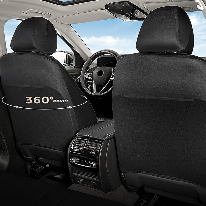 Coverado Seat Covers for Cars, Automotive Seat Covers Front Seats, Waterproof Car Seat Covers, Car Seat Cushion, Faux Leather Car Seat Protector Carseat Cover Universal Fit Most Cars, Black&Orange