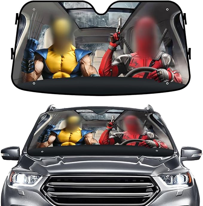 GENANY Superhero Movie Windshield Sun Shade for Car SUV Truck (64x32 inches), Sun Shade Windshield, Shades for Front Windows, Sunshade for Car Windshield, Protector Blocks UV