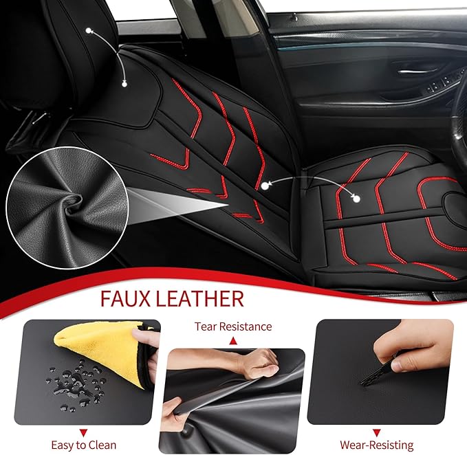 TTX LIGHTING Car Seat Covers fit for Nissan Rogue Sport 2017-2022 Full Set: Premium Leather Automotive Seat Cover with Airbag Compatible Waterproof (5 Seats, Redline)