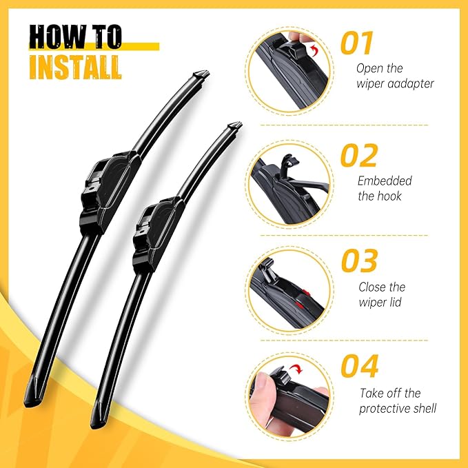 MIKKUPPA 24"+19"+12" Windshield Wiper Blades Replacement for 2009-2020 Dodge Journey, Front & Rear Wiper Blades Set, Durable Stable Quiet All Season (Pack of 3)