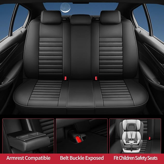 Fit Corolla Car Seat Covers for Toyota Corolla 2000-2024 2025 2026 - Upgraded Premium Waterproof & Breathable Leather, Airbag Compatible, All-Weather Seat Cushion Protector (Full Set, Black)