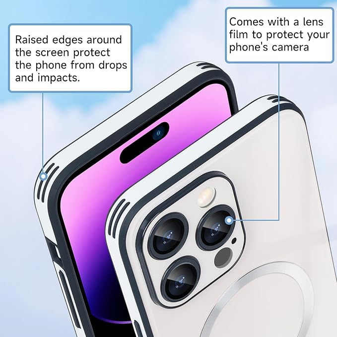 Guppy Compatible with iPhone 12 Pro Max Magnetic Case, Gradient Case with Magnetic Charging, Gradient Glass Back Cover with Lens Film-White